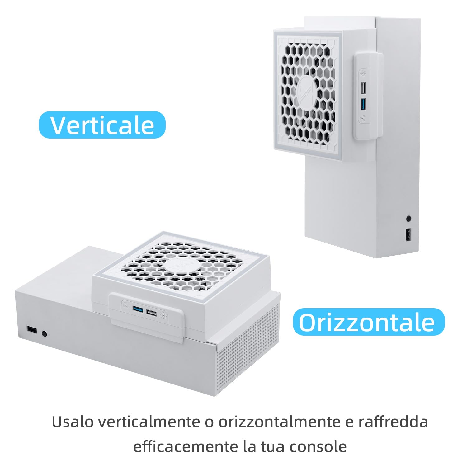 Mcbazel Ventola di Raffreddamento per Xbox Series S, Display a LED RGB, a Basso Rumore, 2 Porte USB Aggiuntive, Ventola di Raffreddamento Esterna a 3 Livelli per Console Xbox Series S
