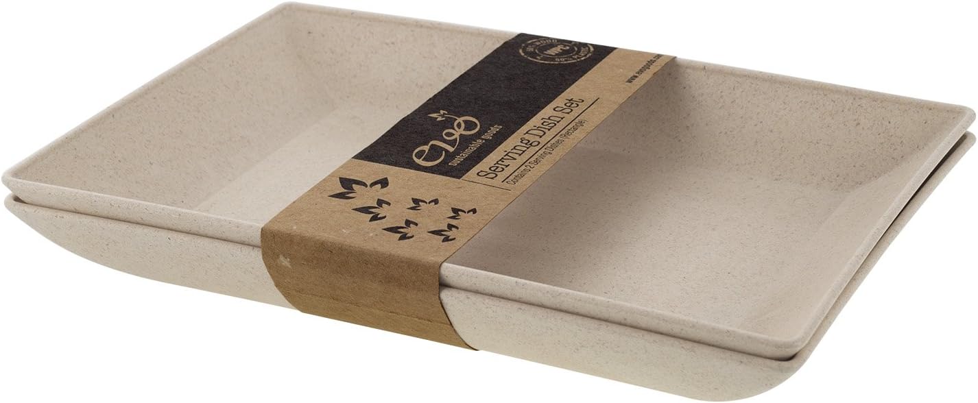 EVO Sustainable Goods Two Piece Serving Dish Set, White