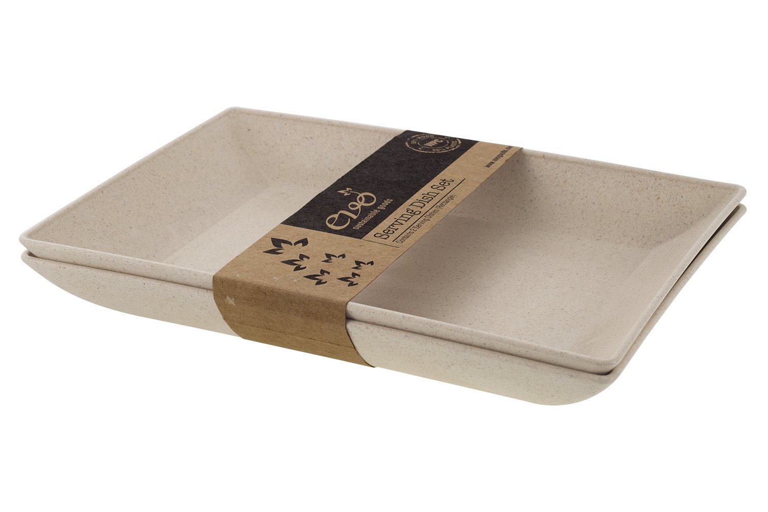 EVO Sustainable Goods Two Piece Serving Dish Set, White