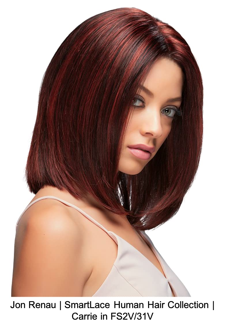 Belle of Hope CARRIE Lace Front Mono Top Human Hair Wig by Jon Renau, 6PC Bundle: Wig, 4oz Mara Ray ProSmooth Shampoo and Conditioner, The One Detangler, Wig Stand, and 19 Page Guide (B8/27/30RO)