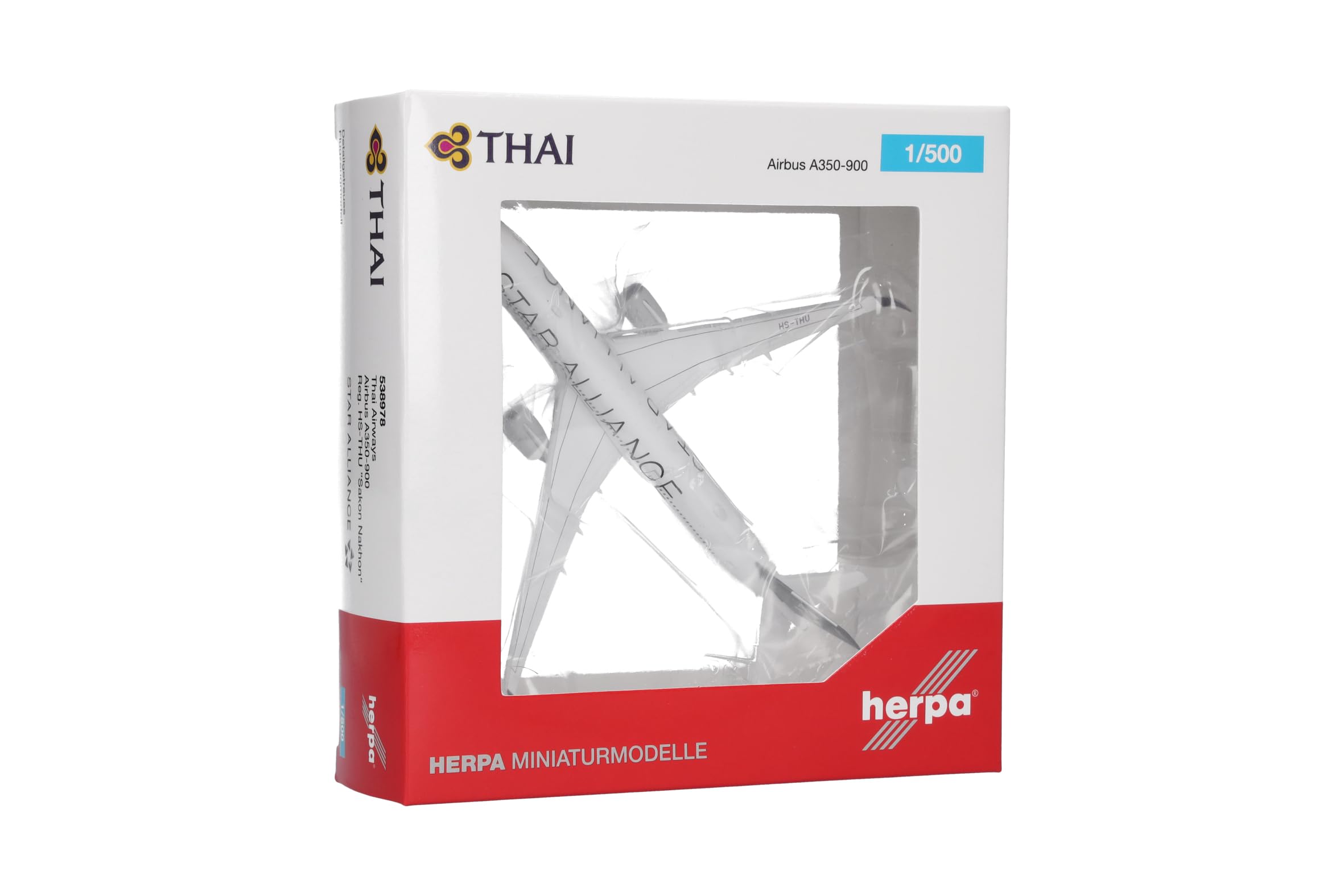Herpa modello di aereo Thai Airways Airbus A350-900 "Star Alliance", in scala 1:500, modello di aereo, pezzo da collezione, statuetta senza supporto in metallo