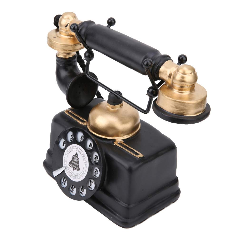 Antikes Telefon Deko Figur aus Harz, Retro Schreibtisch Ornament, Klassische Telefon Statue für Zuhause, Büro, Café, 18,5 x 16 cm, Geschenkidee