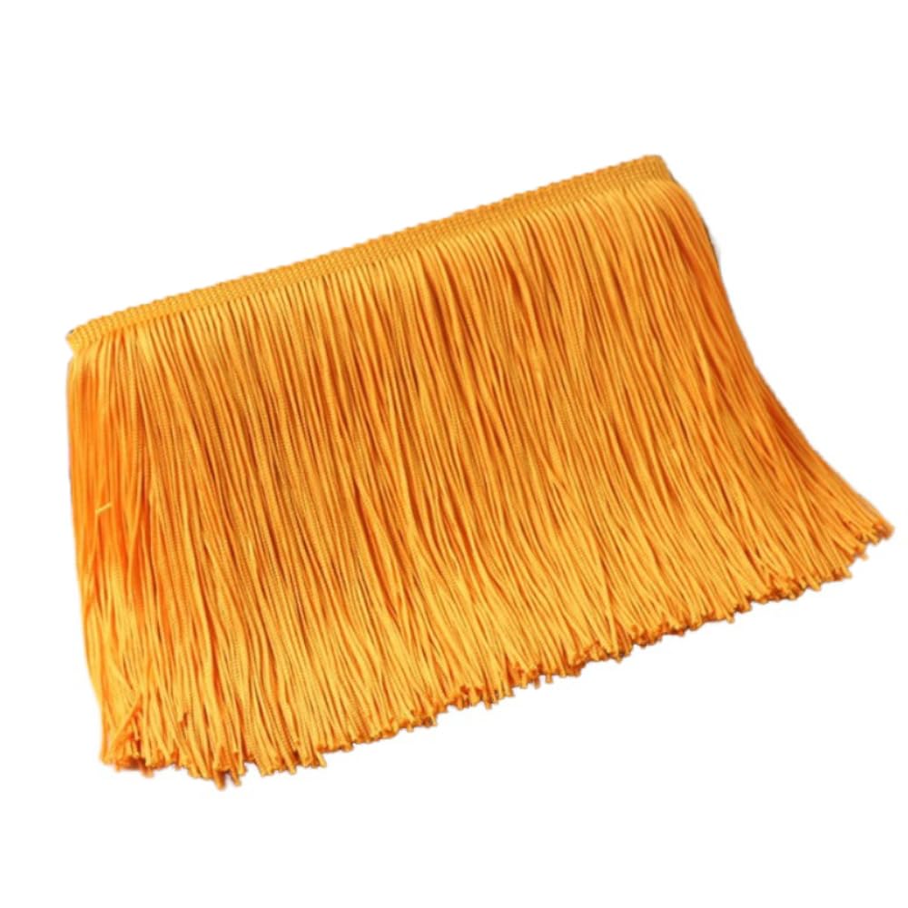 Blausky 15 cm x 2 m Wide Tassel Fringe Trim Dance Fringe Cut Fringe Silky Fringe Ribbon Decorative Ribbon Fringe Trim Ribbons for Sewing, for Latin Dress Lingerie Curtains, Orange C