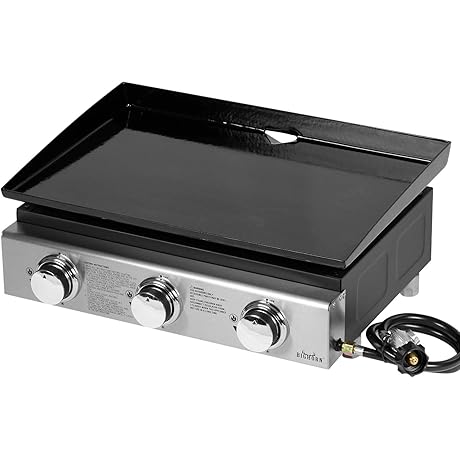 BIG HORN Propane Tabletop Gas Griddle 3 Burner Portable Outdoor Grill