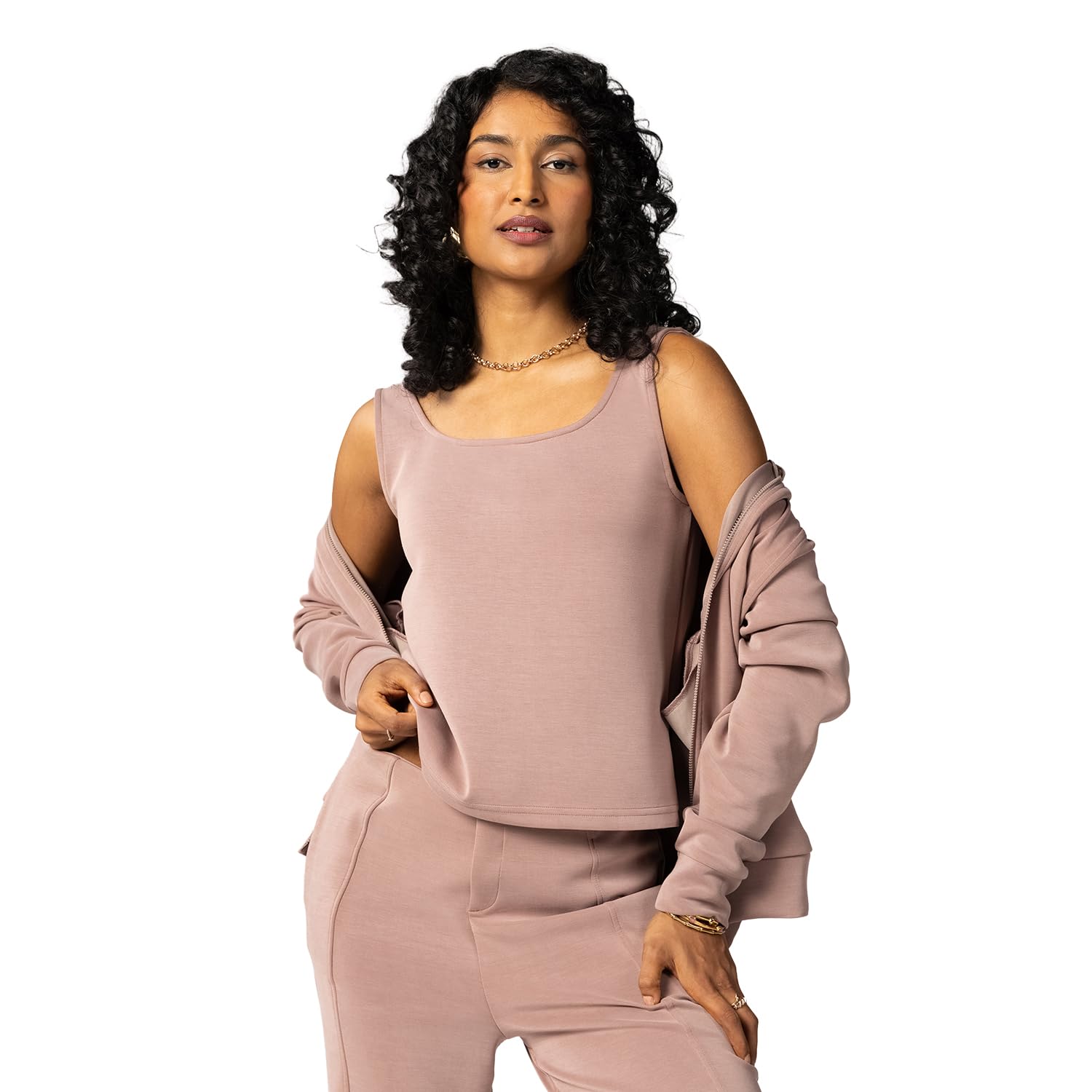 blissclub Bare Butter Tank | Boat Neckline | Princess Panel for Shaping | Premium Ribbed Fabric | Luxurious Feel |-picture-53