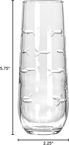 Miniatura 7 de Rolf Glass School of Fish - Copas de flauta de champán sin tallo de 8.5 onzas, copas de flauta para tostar, vidrio sin plomo, copas de flauta