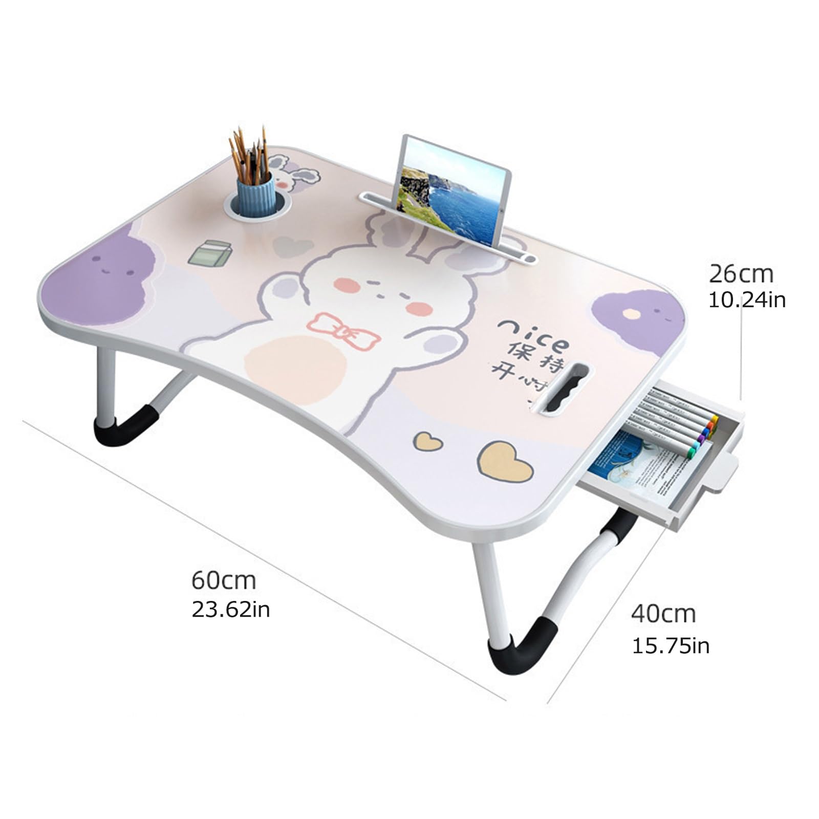 Lapdesk Pliable,Plateau for Petit Déjeuner,Table de lit Pliante,Table de Lit for Ordinateur Portable,Peut être utilisé sur Le lit, Le canapé, Le Sol, etc.(HappyUpgrade)