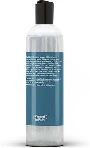 Miniatura 2 de Aceite mineral (8 onzas) de Earthborn Elements, Food & USP Grade, para tablas de cortar, bloques de carnicero, encimeras, utensilios de madera