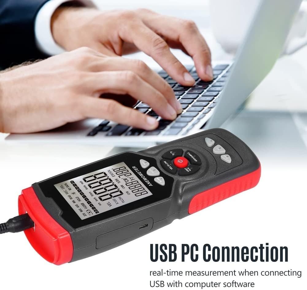 Digital Anemometer Handheld - Wind Speed Meter Gauge, Accurately Measure Wind Temperature Speed CFM with MAX/MIN/AVG, Backlight LCD