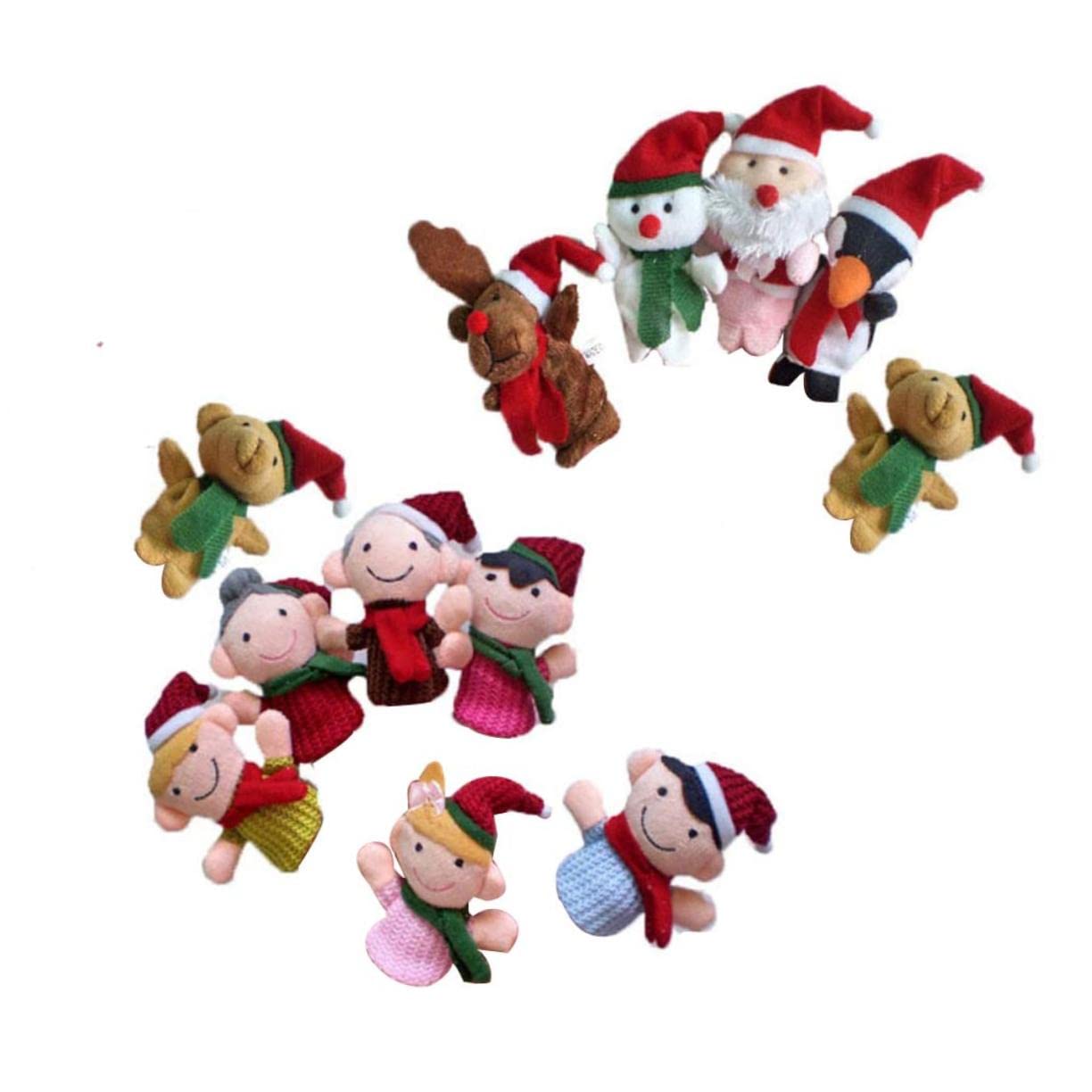 TOYANDONA Pz Bambola Da Dito Cartoni Animati Bambola Da Dito Per Bambini Bambola Da Dito Di Natale Marionette Da Dito Per Bambini Giocattoli Di Babbo Natale Animale Calzini Natalizi