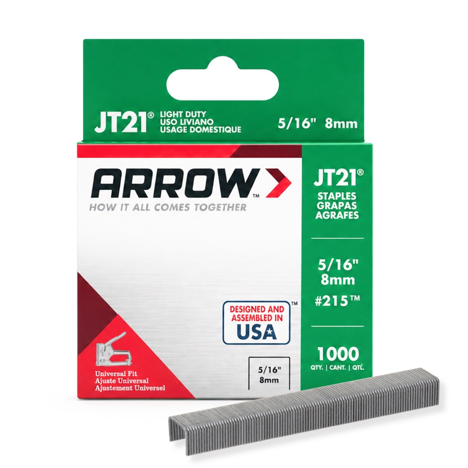 Arrow Light A215 Jt21 Duty Staples 5/16In (Pack Of 1000)