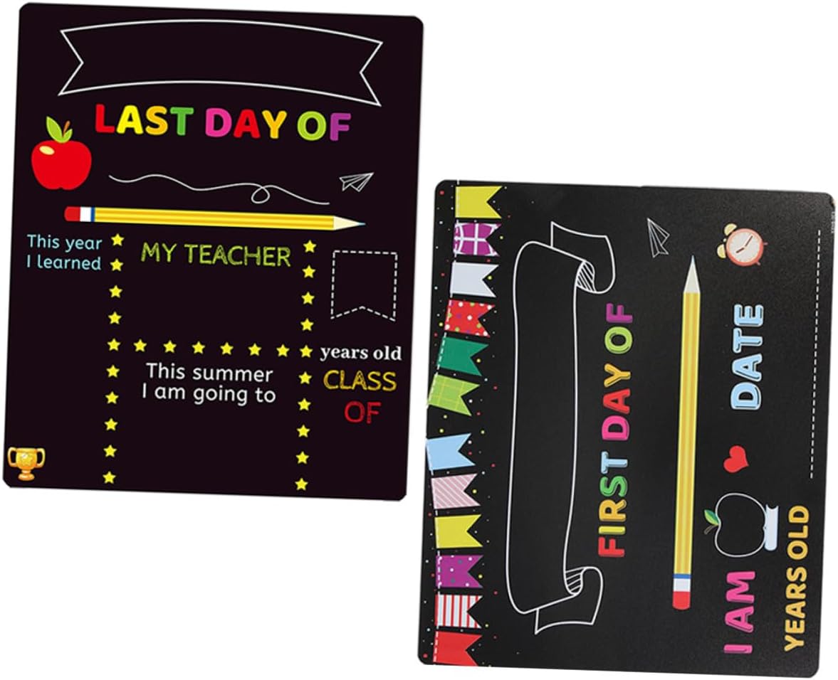 Uonlytech 2pcs Writing Chalkboards for Preschool and Elementary School Plastic Erasable School Signs with PVC Surface Classroom Decor and Message Boards