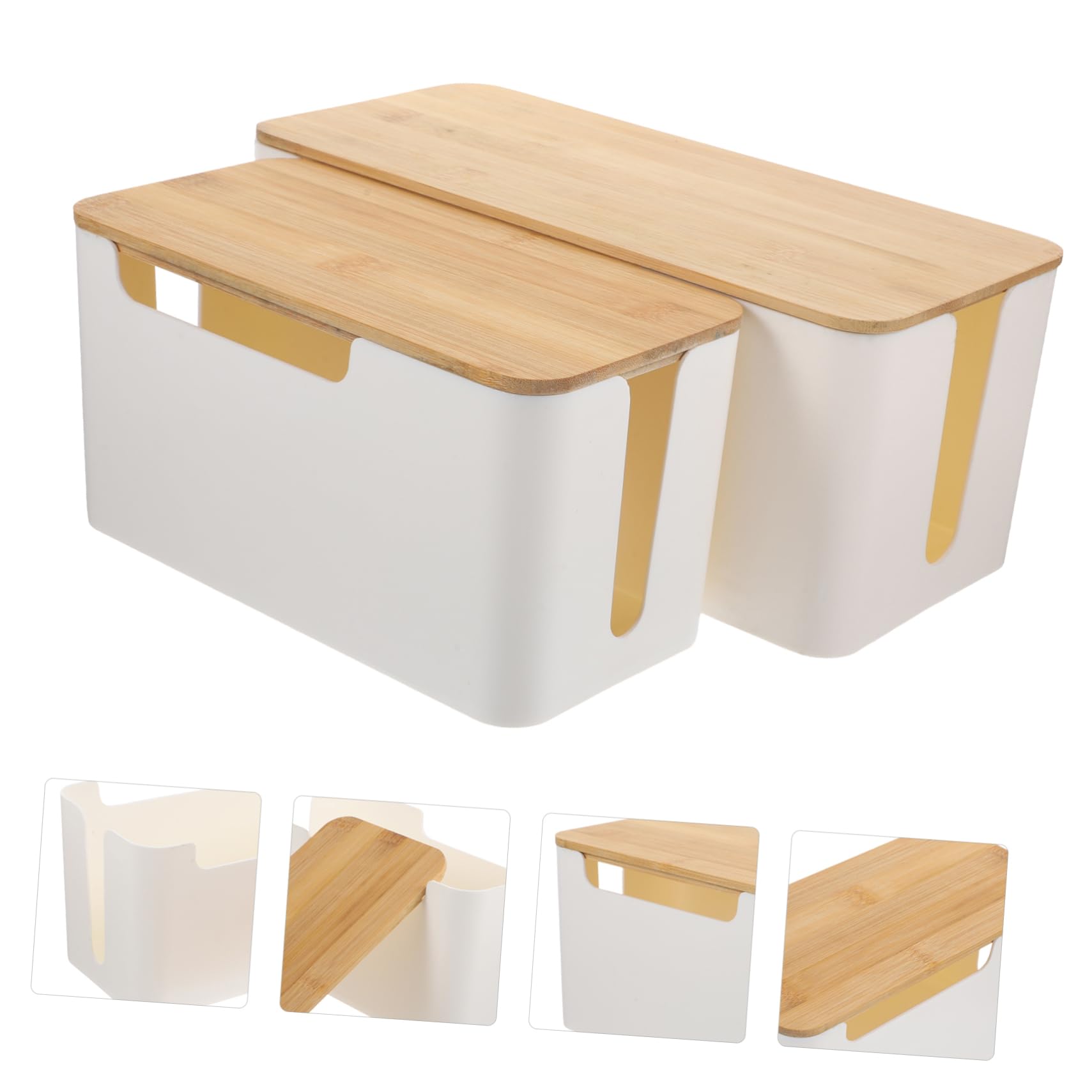 Homoyoyo 2stücke Kabelmanagementbox Kabelorganisator für Schreibtisch Organizer für Kabel Datenkabelbox Steckdosenleisten-Organizer Netzkabel-Organizer Kabelaufbewahrungsbox Platzsparend