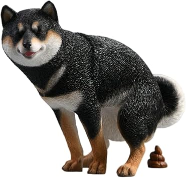 Shiba Inu Statue of A Pooping Dog, Mini Shiba Inu Figurines, Resin Dog Statue, Creative Funny Shiba Inu Pooping Craft, Shiba Inu Car Decor, Realistic Animal Statues, Gifts for Home OfficeBlack