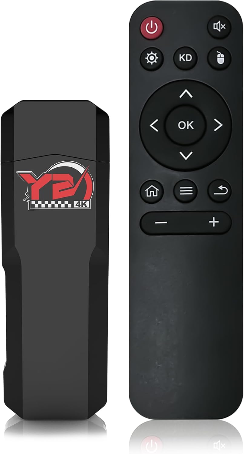 YFDSPSM 4K HD Streaming Stick: Dual-Band WiFi, 2GB RAM, 16GB Storage, IR Remote - Plug & Play for TVs & Projectors
