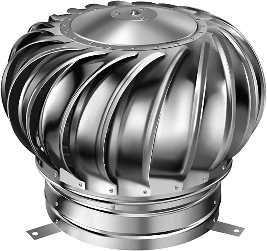 Roof Vent Cap - Rotating Wind Turbine Ventilator for Chimney, Flue & Attic - Unpowered, Rustproof & Weatherproof Exhaust Cowl