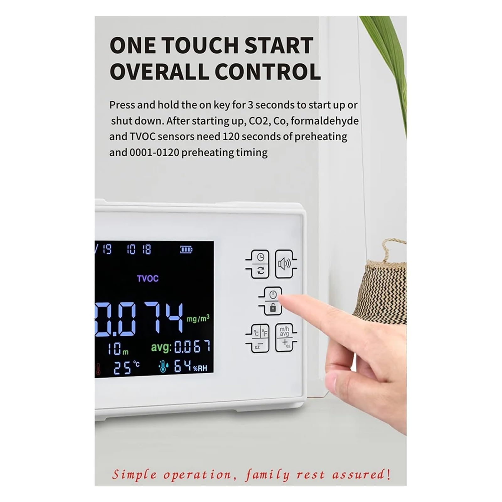 Kohlendioxid-Detektor CO2-Messrät Gasdetektor Luftqualitätsmonitor Formaldehyd TVOC-Detektor Schnelle Überwachung