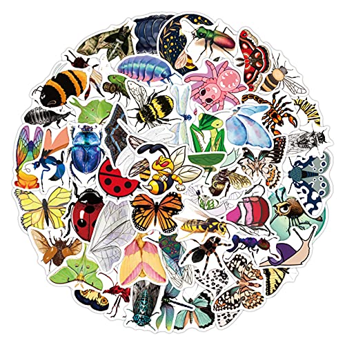 50Pcs Arthropoda Insect Decal Stickers for Laptop and Water Bottles,Waterproof Durable Trendy Bee Butterfly Insect Bug Stickers Pack for Teens, Water Bottles, Computer, Travel Case (Bug)