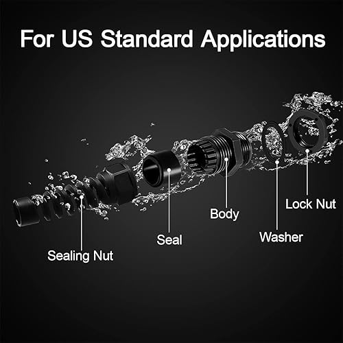 Miniatura 10 de LeMotech 5 unidades NPT 34" IP68 impermeable para cable flexible en espiral alivio de tensión junta de nailon gris con juntas para rosca de alambre