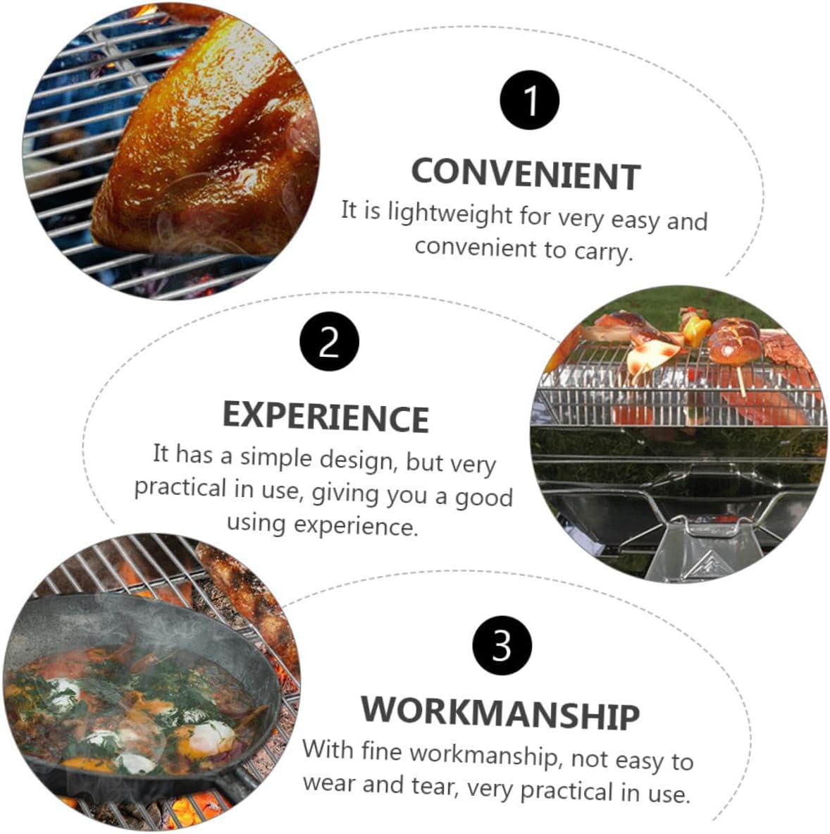 Portable Folding Stainless Steel Barbecue Grill for Camping and Picnic Lightweight Outdoor Grill Grate Rack Multifunctional Cooking Tool for Meat Fish Vegetables Easy Carry and