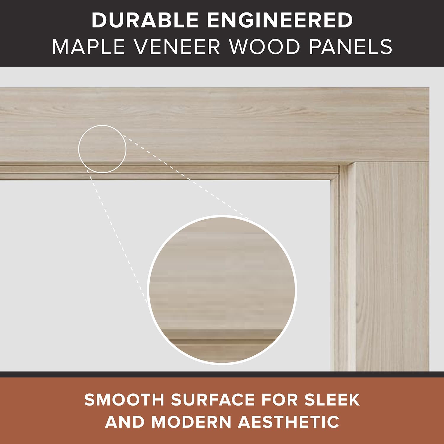 Modern Ember Sabine Wood Fireplace Mantel Surround Kit, Unfinished 48" x 42" Opening | 72" x 54" Overall | Minimal Modern Aesthetic; Includes Wooden Mantel Surround & Shelf