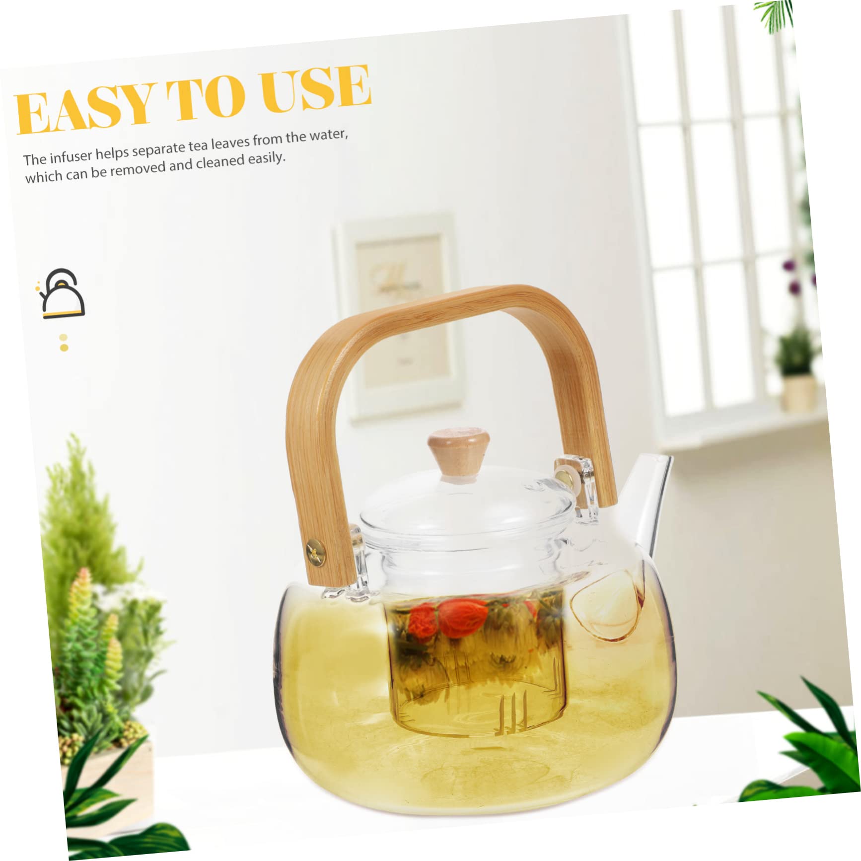 MAGICLULU Teiera Trasparente con Resistente Alle Alte Temperature Adatta per Infusi Tè Tisane e Tè Fiori Facile Rimovibile