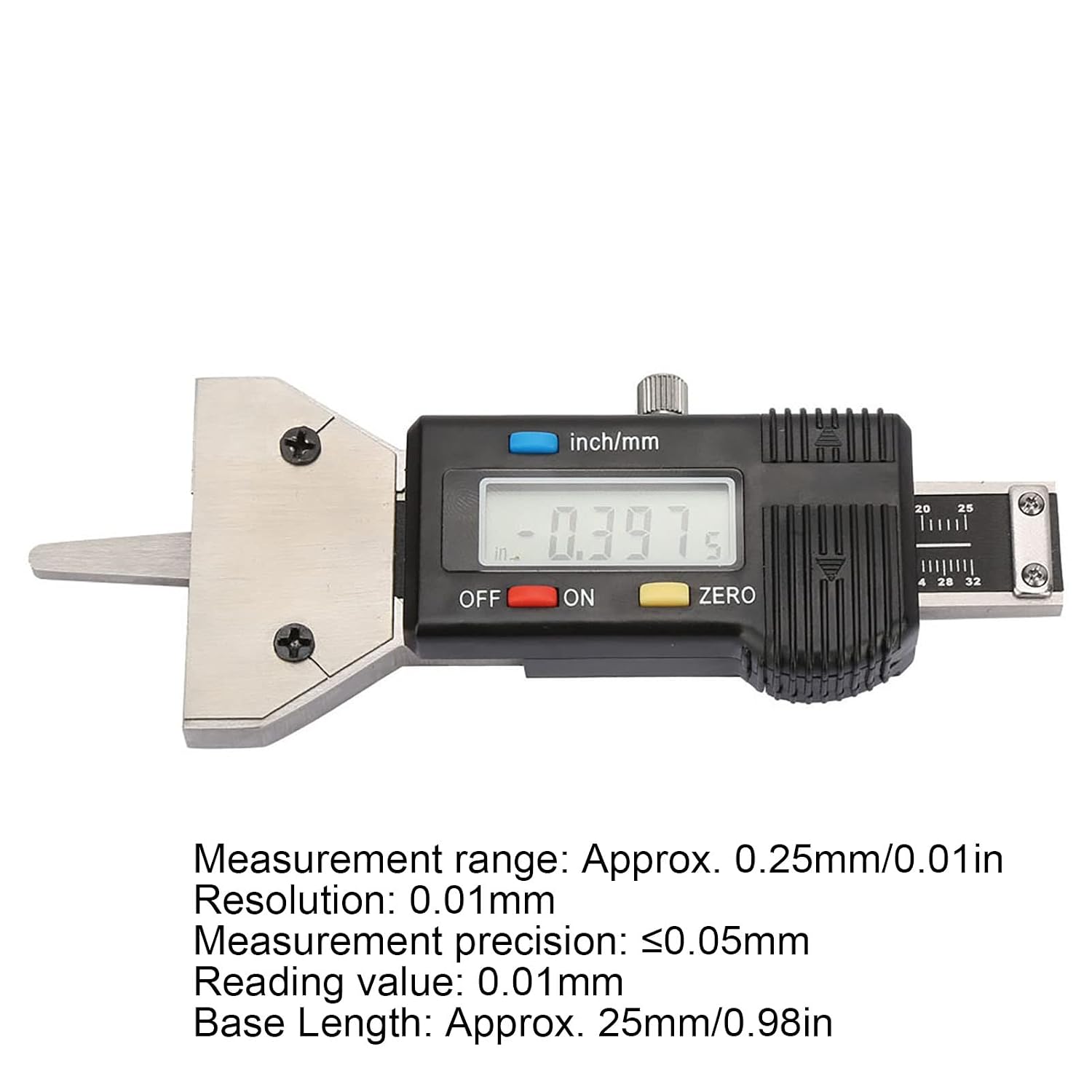 Fafeicy LCD Digital Tire Depth Gauge, 0.01mm Tread Check Tool for Tire Wear Measurement with Large Screen