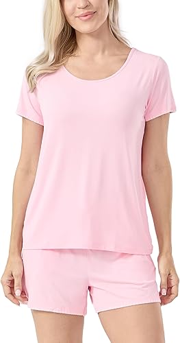 GYS Women's Pajama Sets Bamboo-derived Viscose Short Sleeve 2-Piece Soft Summer 