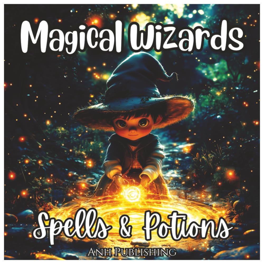 Magical Wizards Spells & Potions Fun Fantasy Coloring Book For Kids: A Whimsical Coloring Adventure with Wands, Wizards, and Enchanted Potions for Boys and Girls Ages 4–8