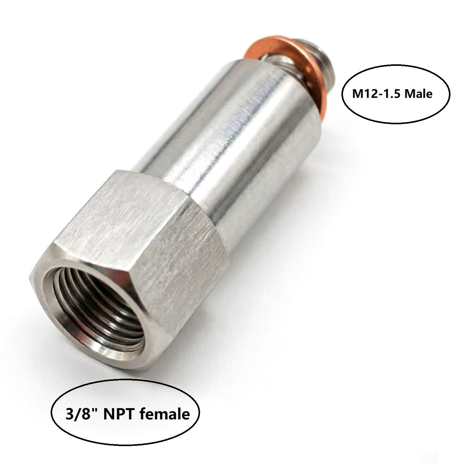M12-1.5 Male to 3/8 NPT Coolant Water Temperature Sensor Gauge Adapter | Stainless steel for All LS GM Engine Swap LSX LS1 LS3 LS2 LM4 LM7 L76 LQ9 LR4 LS6 L92 L99 L33 LR4 LH6