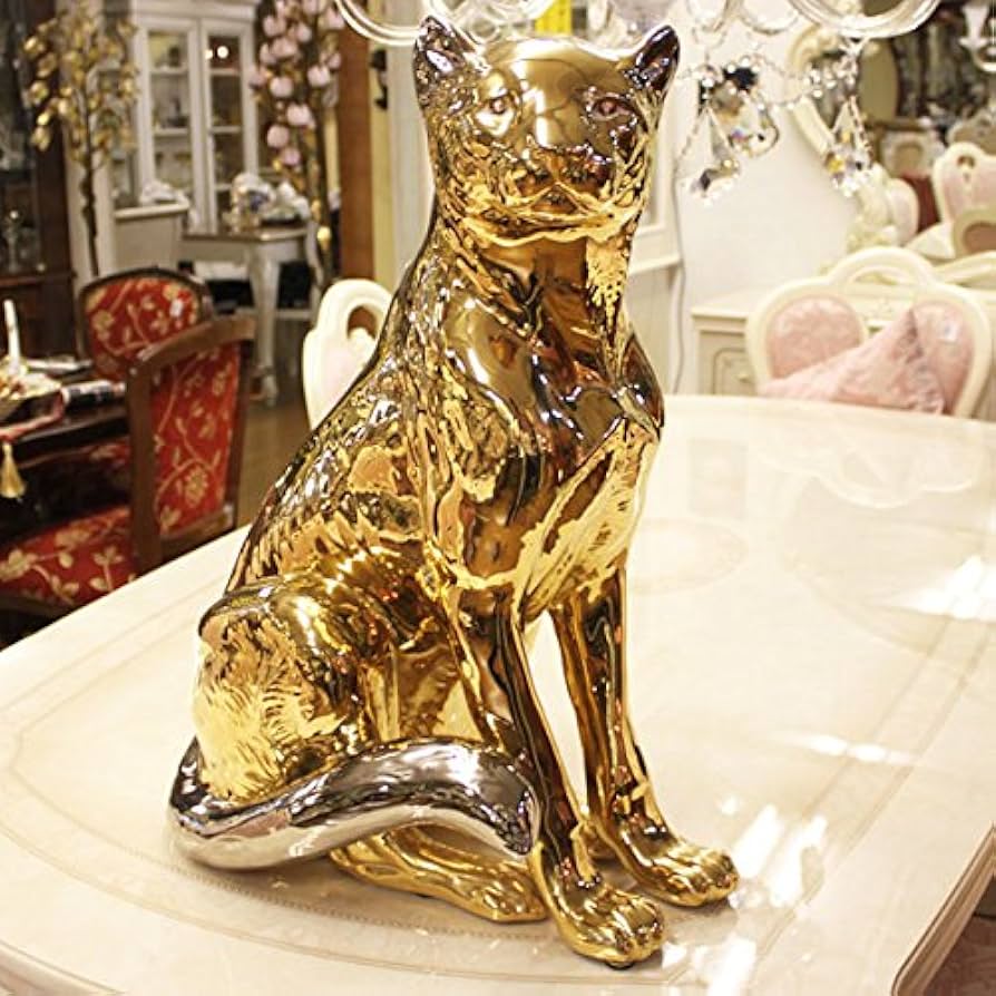 AHURA 陶磁器 豹 イタリア製 オブジェ インテリア 破損修理あり60×35