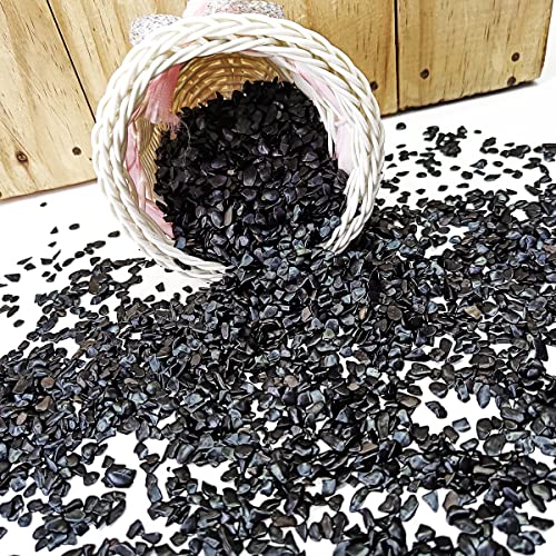 Image of Healing Crystal Chips for Vastu Natural Black Agate Chips Stone 50 Gm Black Agate Crystal Stone Chips Dust Raw Rough Stone for Reiki Healing Meditation