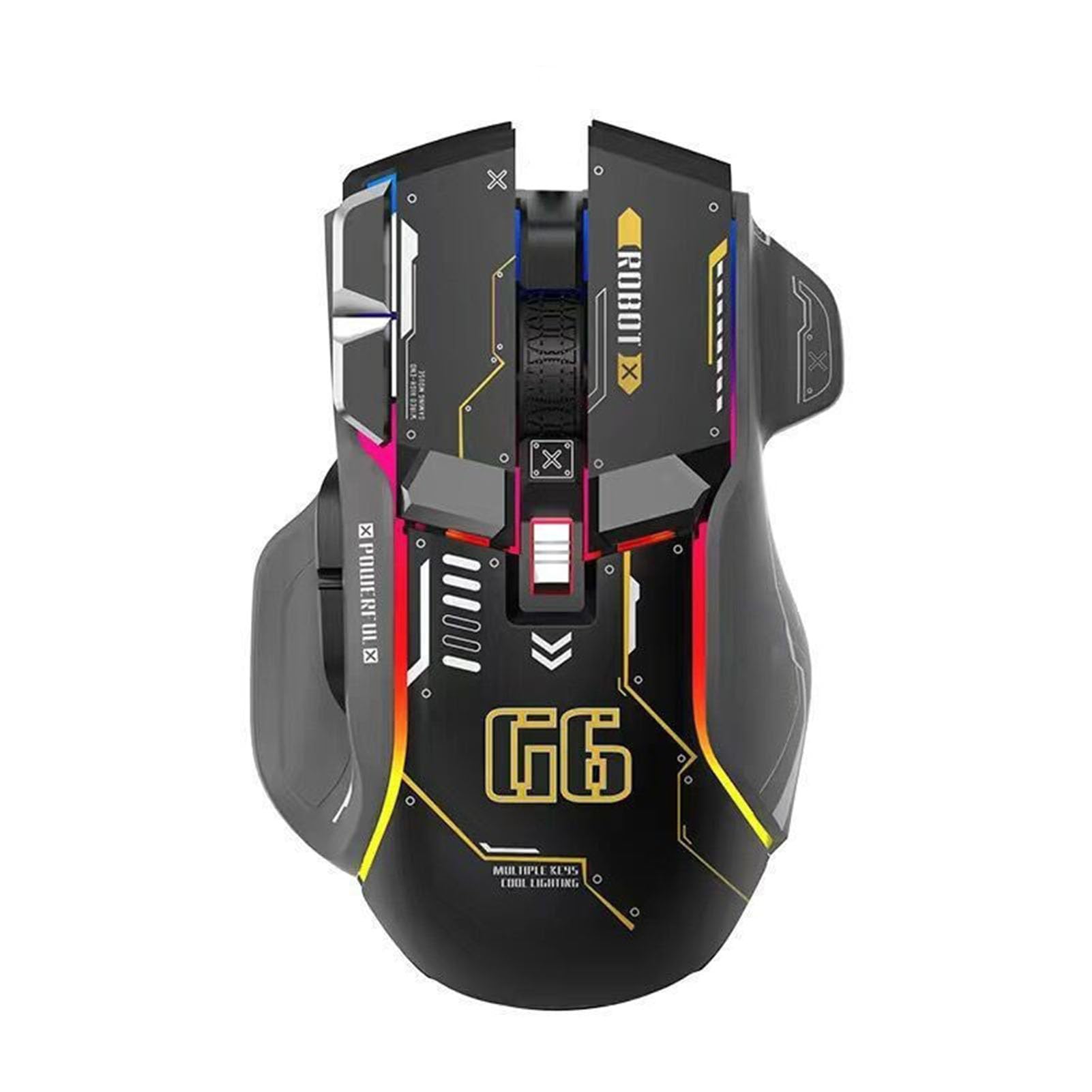 VBESTLIFE Mouse da gioco wireless, 2.4G/cablato/Bluetooth, 3 modalità, 4000 DPI, RGB, 10 pulsanti macro programmabili, per iOS, Android (Nero)