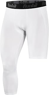 Men's 3/4 One Leg Compression Tights Single Leg Basketball Compression Pants Leggings Base Layer for Athletic