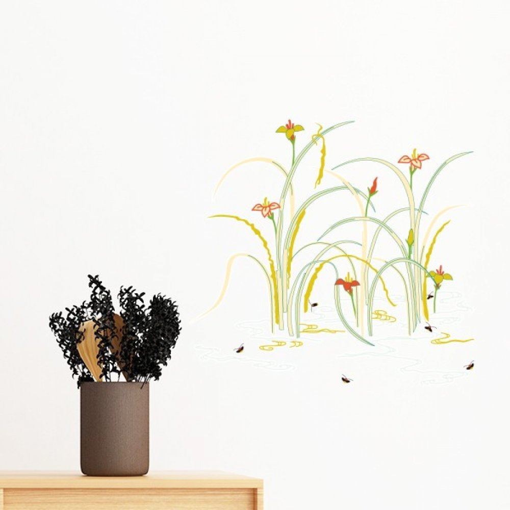 Peinture verte culture d'eau sticker amovible pour masquer un mur