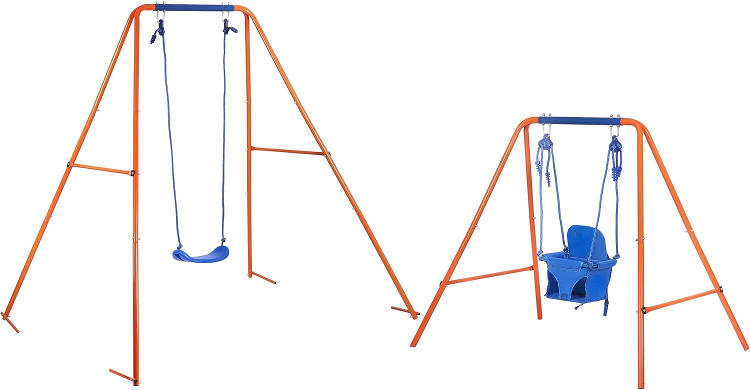 JL Comfurni Swing Sets for Backyard,Heavy Duty Swing Kids for Indoor