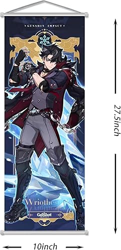 Miniatura 8 de Rainteam Genshin Impact - Póster artístico para colgar en la pared, lienzo artístico de Genshin con varillas para decoración de sala de estar,