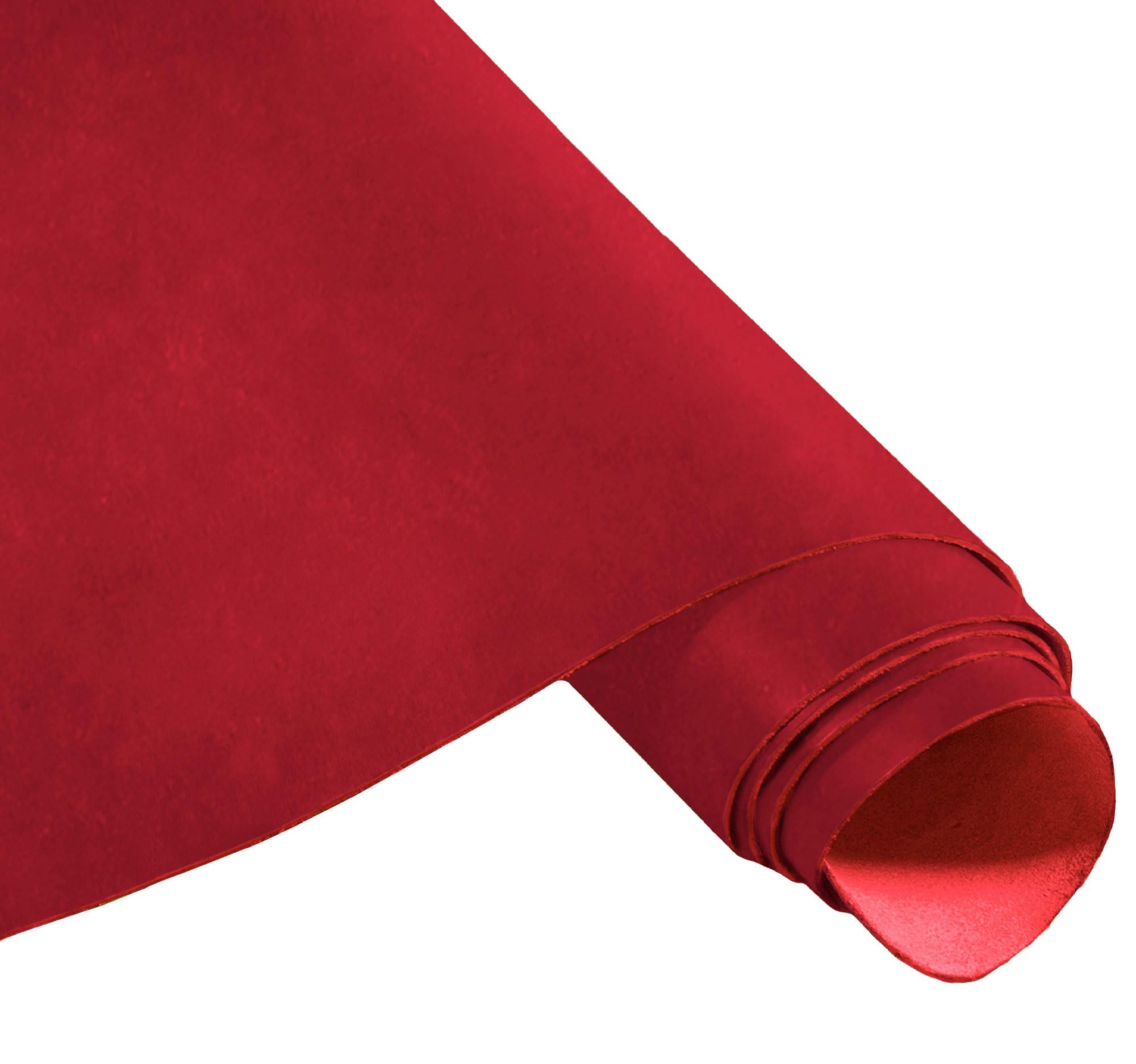 ELW 9 10 oz 3 6 4 mm Artesanos Cinturón Grado Latigo Cuero 6 x 12 Hojas de Artesanía Rojas Pieles Resistentes Correa de Cuero de Vaca Genuino de Grano Completo para Fundas de Vaina Manualidades