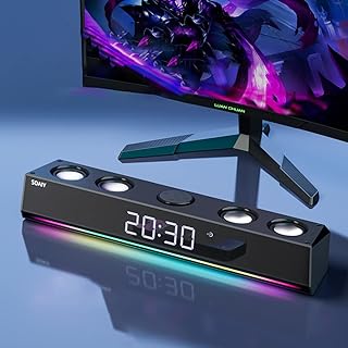 WooDeY Computer Speakers, HiFi Stereo PC Speakers, USB Powered, RGB PC Gaming Soundbar with Bluetooth and AUX-in,3600mAh Battery for Monitor, Laptop, Tablet,