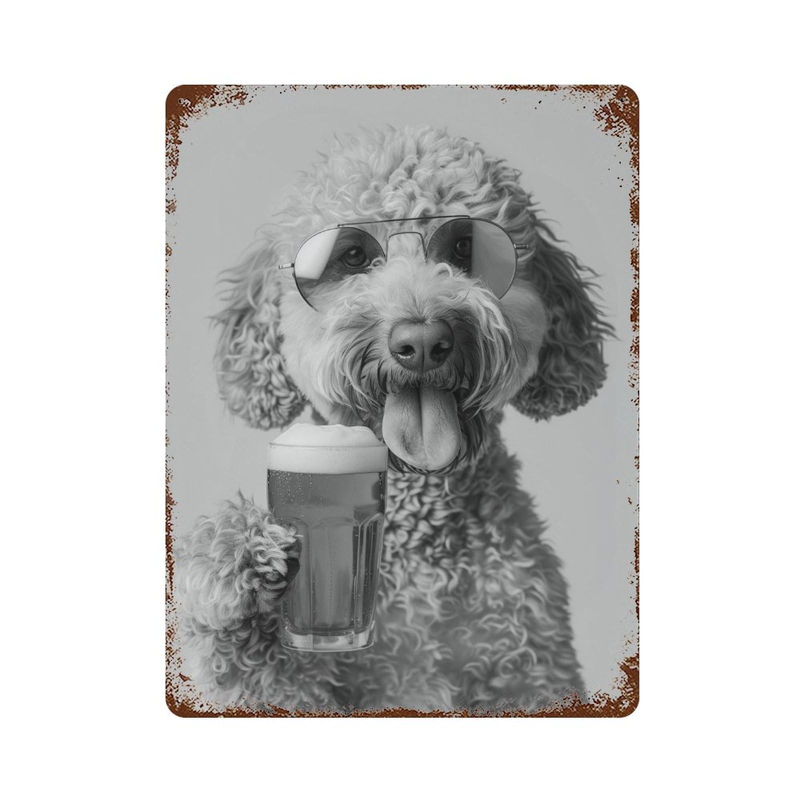 xiaoxiaoshen Labradoodle Drinking Beer Pintc Wall Decor Art Metal Tin Poster Modern Home Decor Art Home Bar Shop Decorations Vintage Sign 40x30cm