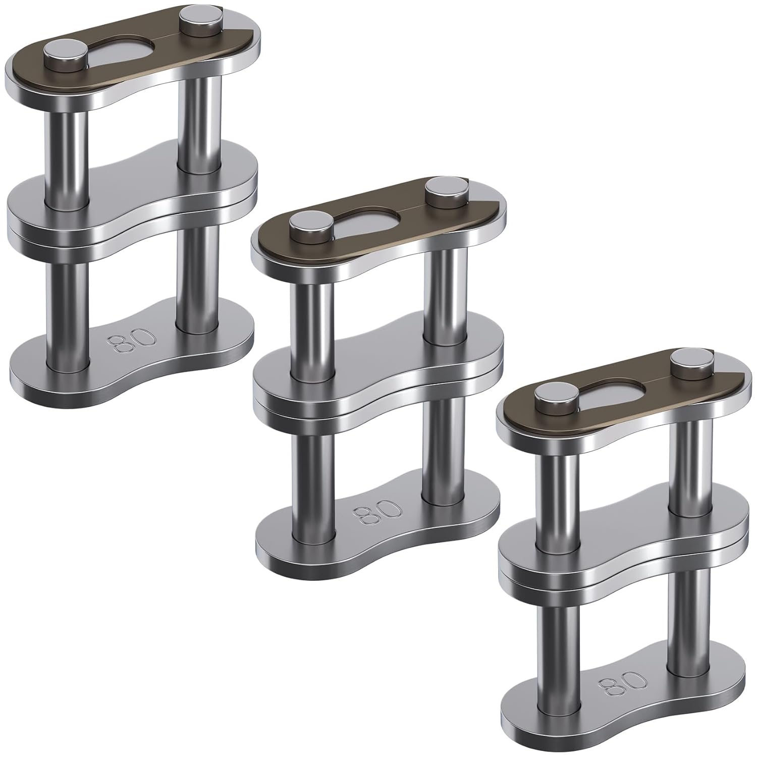 3pcs #80-2 Double Strand Roller Chain Master Link, Adjustable Carbon Steel Connector Link