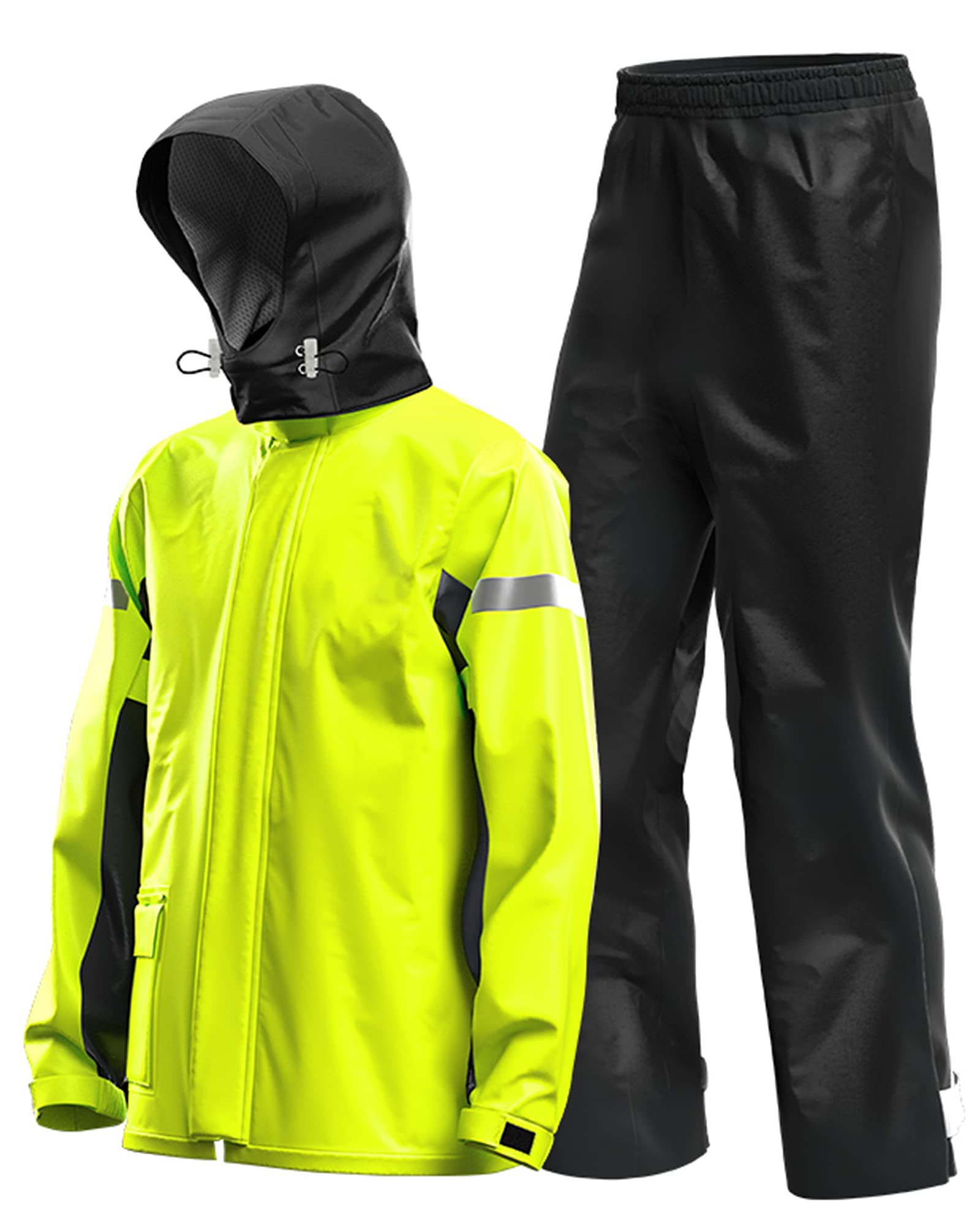 DFANCE Motorcycle Rain Suit Waterproof Rain Jacket and Pants Set Rain Suit,Waterproof Lightweight Rainwear,Fluorescent yellow,XL