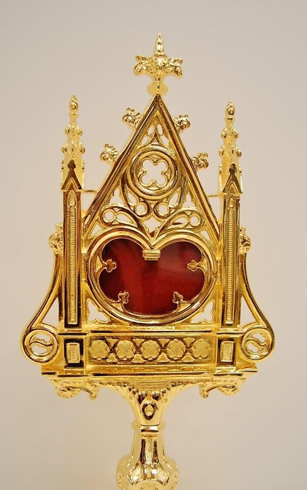 Miniatura 3 de Relicario gótico adornado grande para su reliquia, chapado en oro (CCG-88G)
