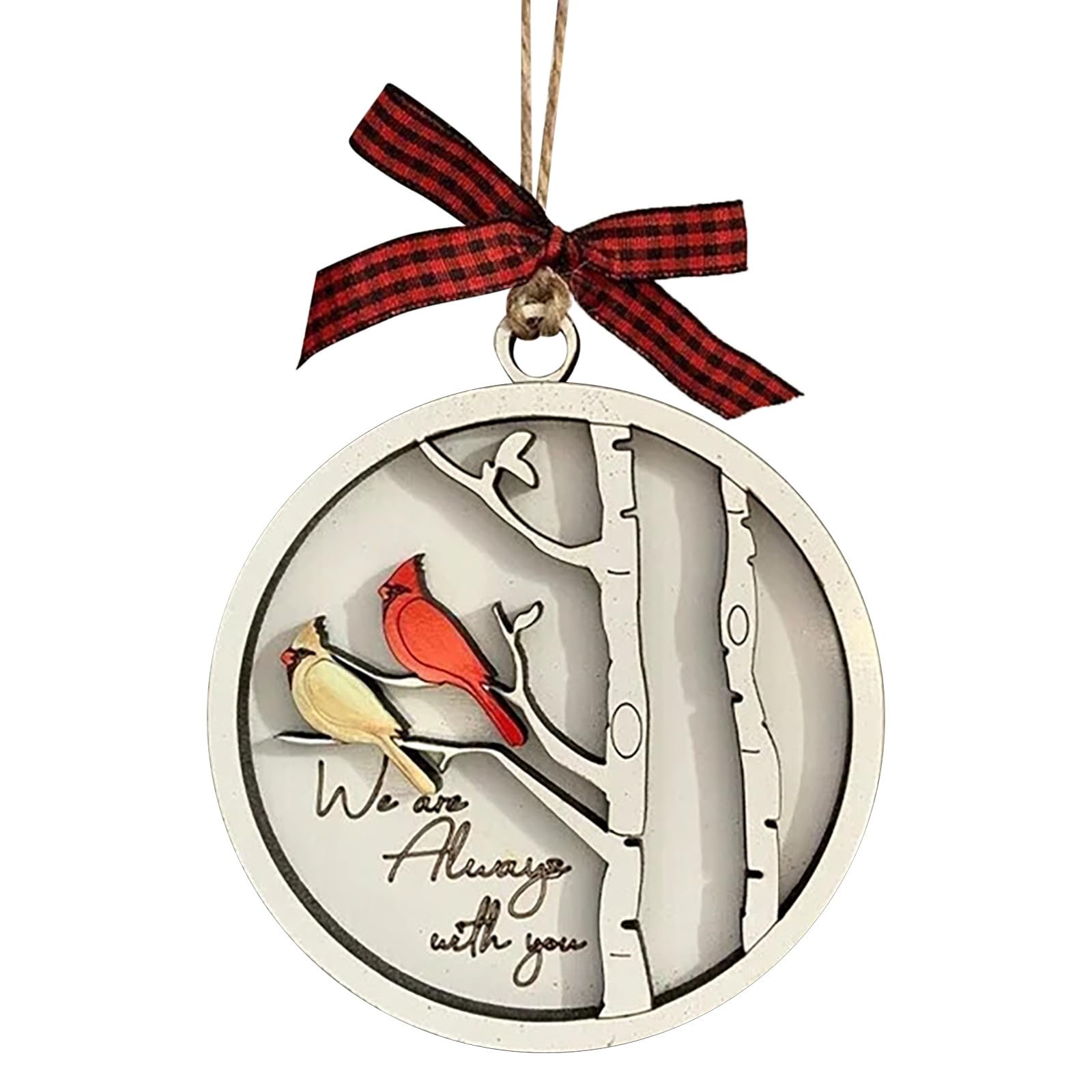 Tsophreniq Wooden Double-Decked Bird Christmas Ornament Handcrafted Festive Hanging Décor for Party Bird Double-layer Wooden Christmas Ornament