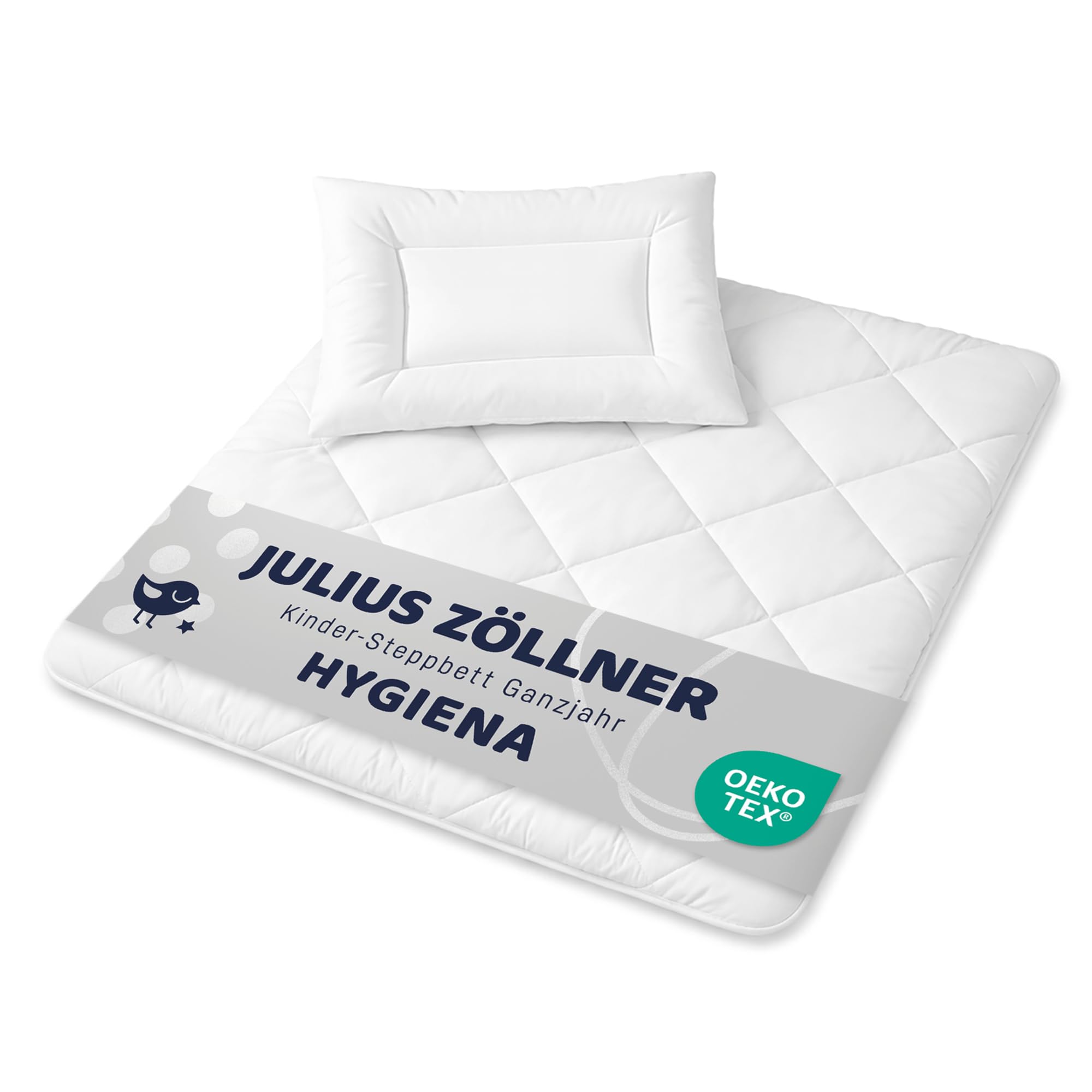 Julius Zöllner Kindersteppbett-Set Hygiena, Decke mit Kissen, waschbar 95°C, allergikergeeignet, Standard 100 by OEKO-TEX, Größe 80x80 + 35x40 cm