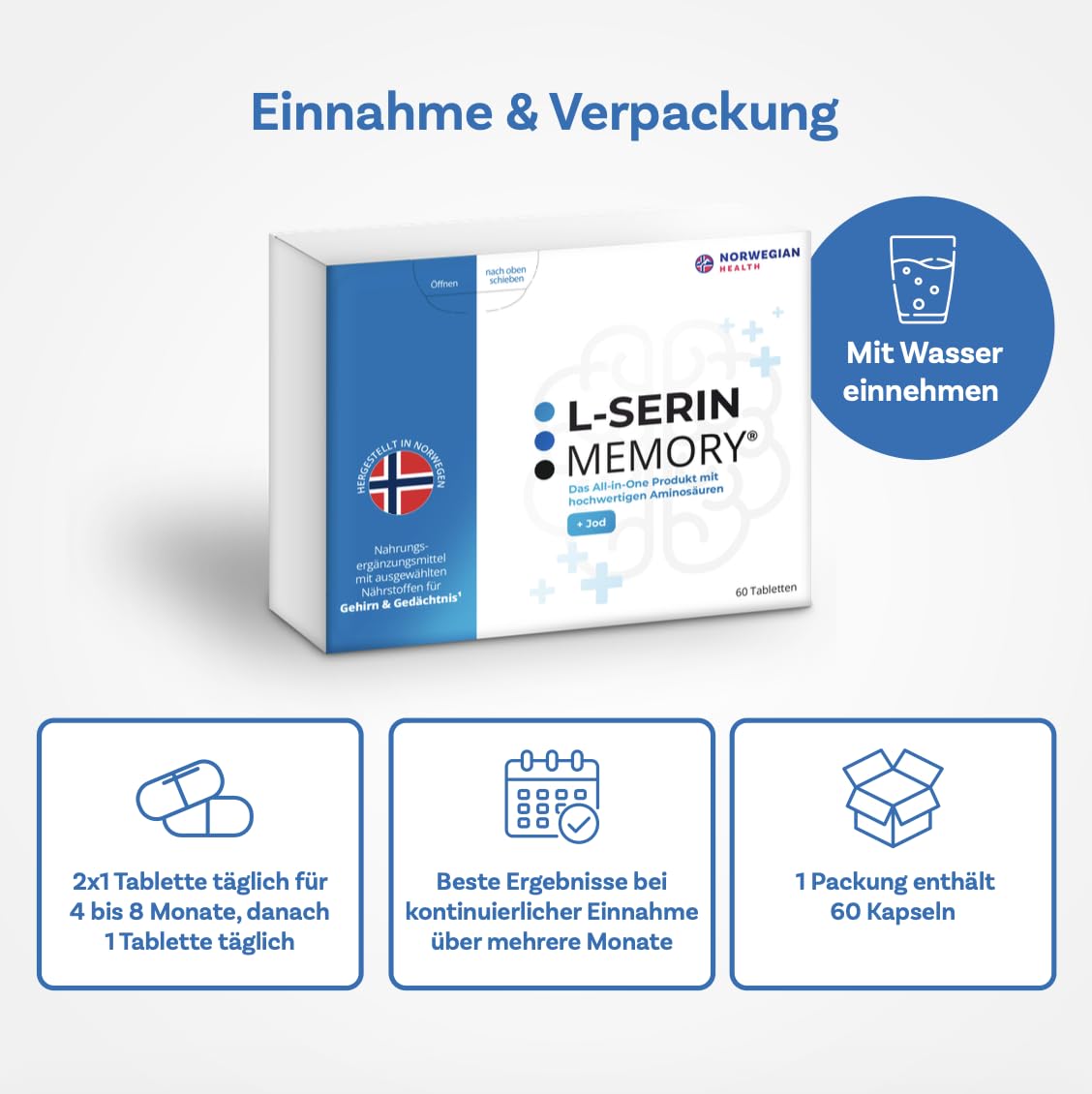 L-SERIN MEMORY® – Gedächtnis & Konzentration | 10 Nährstoffe mit L-Serin, Acetyl-L-Carnitin, Bacopa & Vitamin B12 | Für kognitive Leistung & Fokus | 60 Tabletten