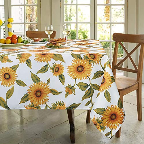 Colorbird Sunflower Tablecloth Water Resistant Spillproof Polyester Fabric Table Cover For Kitchen Dinning Tabletop Decoration, Rectangle/Oblong, 60 X 102 Inch #TOP1