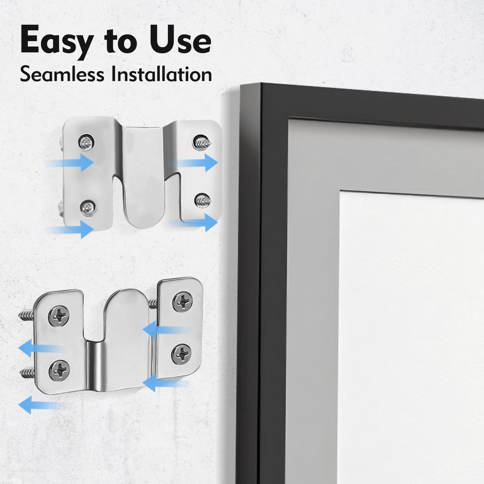 6 works Flush Mount Brackets with Screws, Thickened Stainless Steel Wall Mounted Headboards, Mirror Hanging Kit Heavy Duty - Image 3
