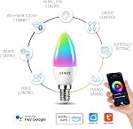 LVWIT B11 Ampoule intelligente, Candelabra LED Ampoules de lumière, Travailler avec Alexa, Google Assistant, Smart Life App, Tuya App, 2700K-6500K,E12 RGB Ampoule à changement de couleur (5W), Pas de Hub requis, 2-Pack