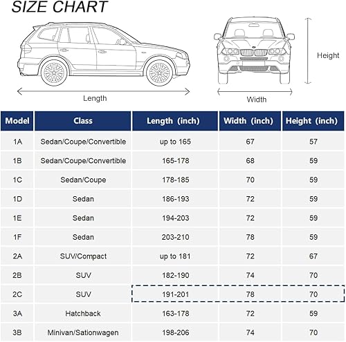Miniatura 5 de Kaugung Funda de automóvil para SUV de 191 a 201 pulgadas, cubierta exterior completa impermeable para todo tipo de clima, protección contra el sol